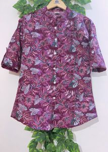 Floral Print Collared Tunic Top
