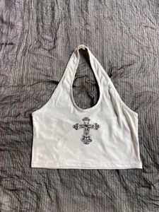 cross y2k white hatler  top