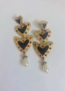 New Heart Dangle Earrings with Pearls