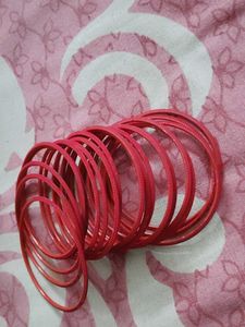 197.Vibrant Red Bangles Stack