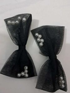 Black Bow Hair Clips with Pearls