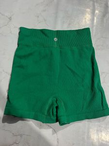 Green Ribbed Seamless Shorts