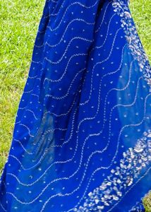 Elegant Blue saree with Intricate Silver Work
