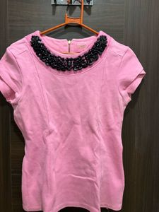 Pink Embellished T-Shirt 🩷🤍
