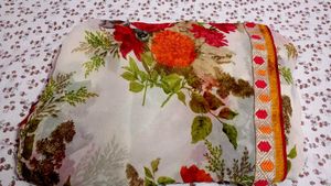 Floral White Saree