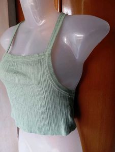 Ribbed Green Crop Top