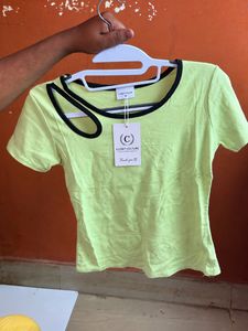 Lime Green Cut-Out Neckline Top