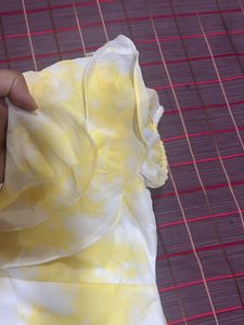 Yellow Tie-Dye Ruffle Dress