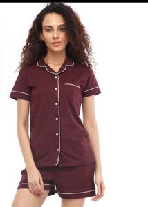 NITE FLITE Cotton Solid Top and Shorts Set
