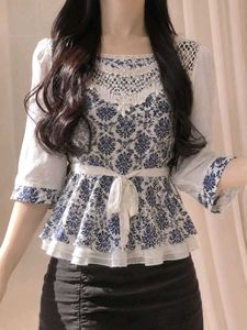 New with tag Korean Boho Peplum Blouse laces