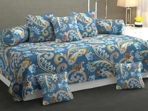 VIBRANT BLUE PAISLEY PRINT BED DIWAN SET