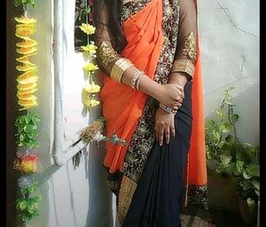 Elegant Orange & Black Saree