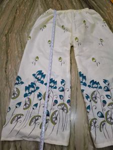 White Floral Print Kurta Set
