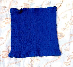 Blue Smocked Tube Top