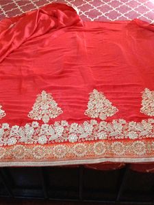Red Embroidered Saree