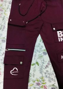 BURGUNDY CARGO PANTS