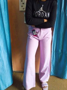 💜🤍 Waist:-32 Light Purple Wide Leg Jeans🤍