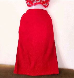 Vibrant Red Ethnic Skirt