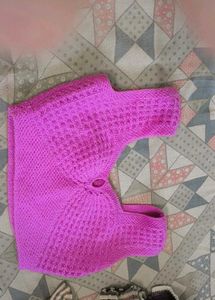 Bright Pink Knit Sweater Vest