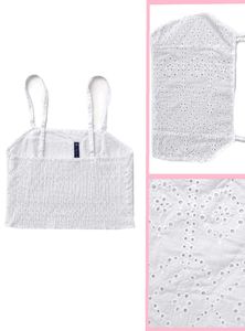 White Cotton Smocked Crop Top | KRAUS Like New