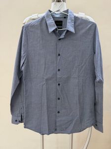 Men's Blue Textured Dress Shirt