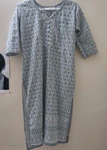 Elegant Grey Printed Kurta