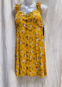 I. Yellow Floral Button-Up Mini Dress