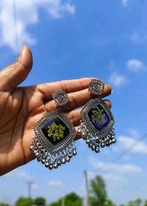 5 earing comboSilver Tone Floral Drop Earrings