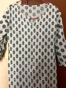 Black and White Printed Kurta