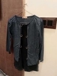 Stylish Grey Open Front Top