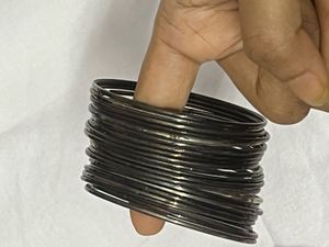 Stack of Elegant Black Bangles