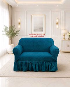 ✨🤌 Luxury Elegant Teal Sofa Cover with Ruffle Ski