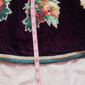 Velvet Floral Embroidered Skirt