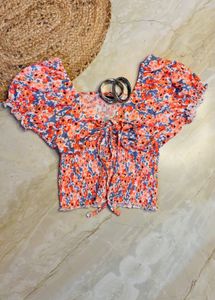 Floral Tie-Front Top