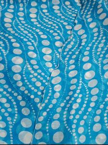 Blue Saree with White Polka Dot Pattern