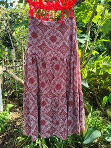 Boho Print Tiered Maxi Skirt