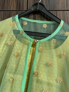 Banarasi Suit With Net Long Koti