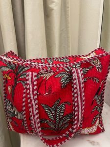 Red Animal Print Tote Bag
