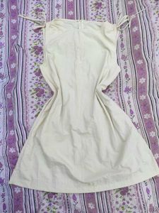 Cream Sleeveless Mini Dress with pockets