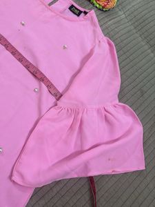 Cute Pink Pearl Embellished Top