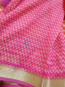 Vibrant Ikkat Print Saree with Paithani Pallu