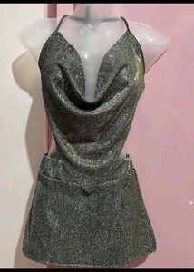 Sparkling Silver Halter Neck Top
