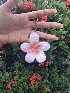 Crochet Plumeria Keychain