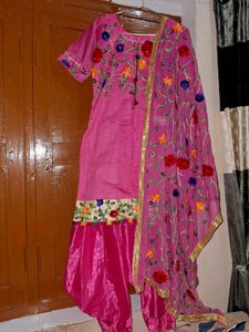 Pink Embroidered Kurta Set with Dupatta