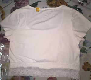 White Lace Scoop Neck Crop Top