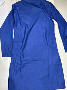 Blue Kurta Set with Pink Stripes