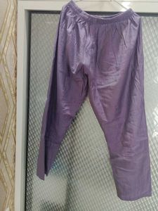Purple Silk Palazzos kurta set with organza dupatt