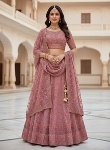 Stunning Pink Mauve Embroidered Lehenga Skirt