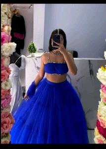 Royal Blue Tulle lehanga choli set