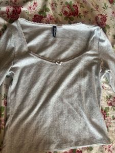 cute lace and bow detail hnm top